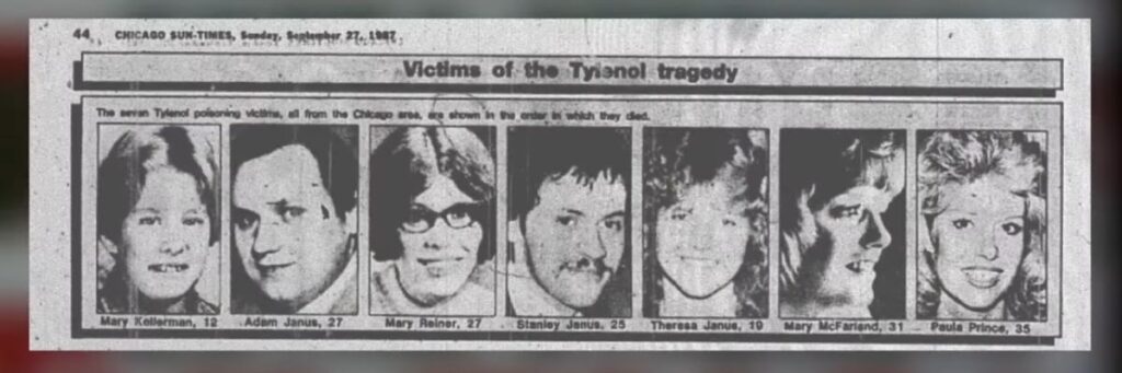 Newspaper clipping of Tylenol Murder victims