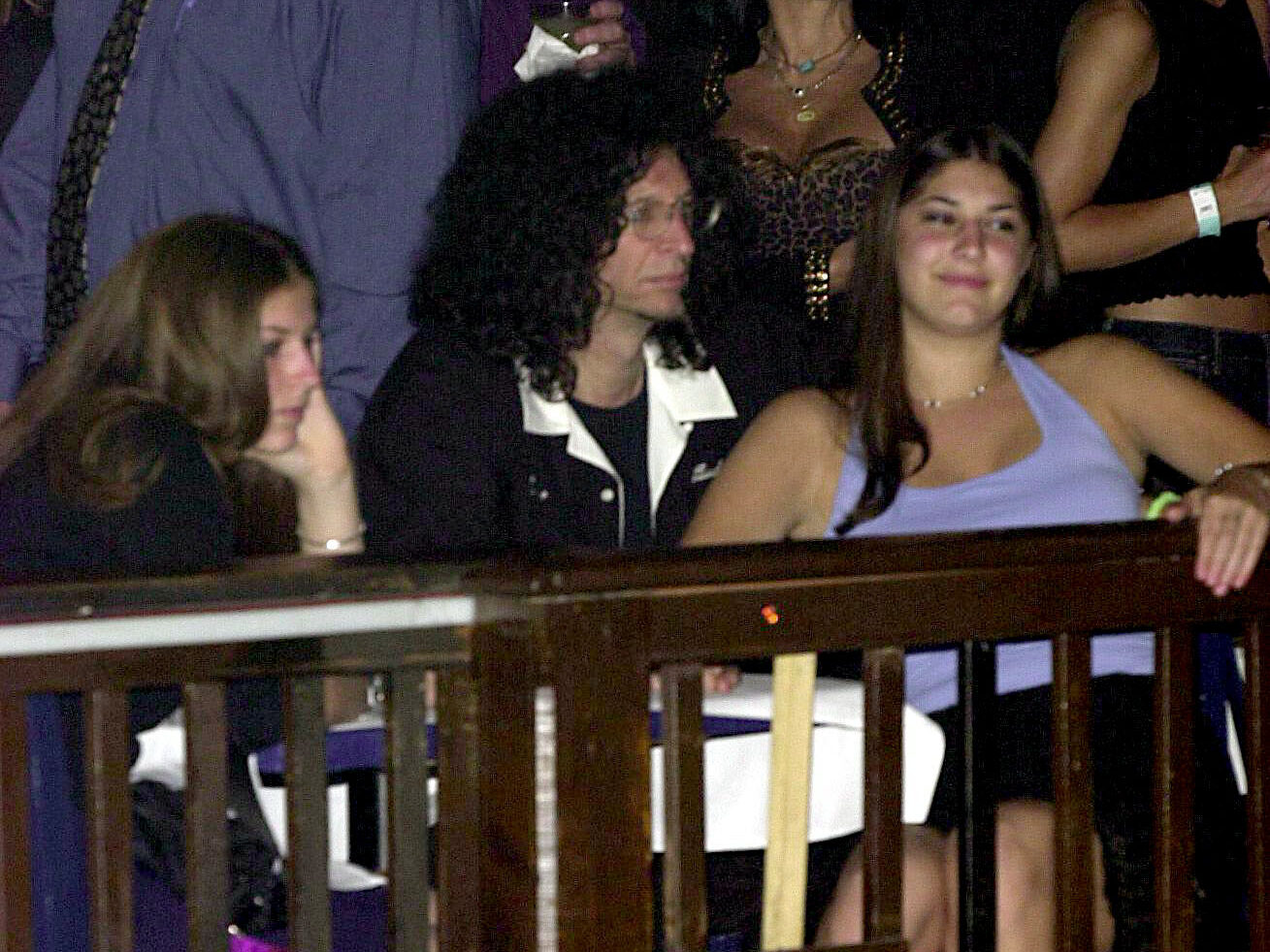 Howard Stern (center) with his two daughters at the House of Blues in 2000.