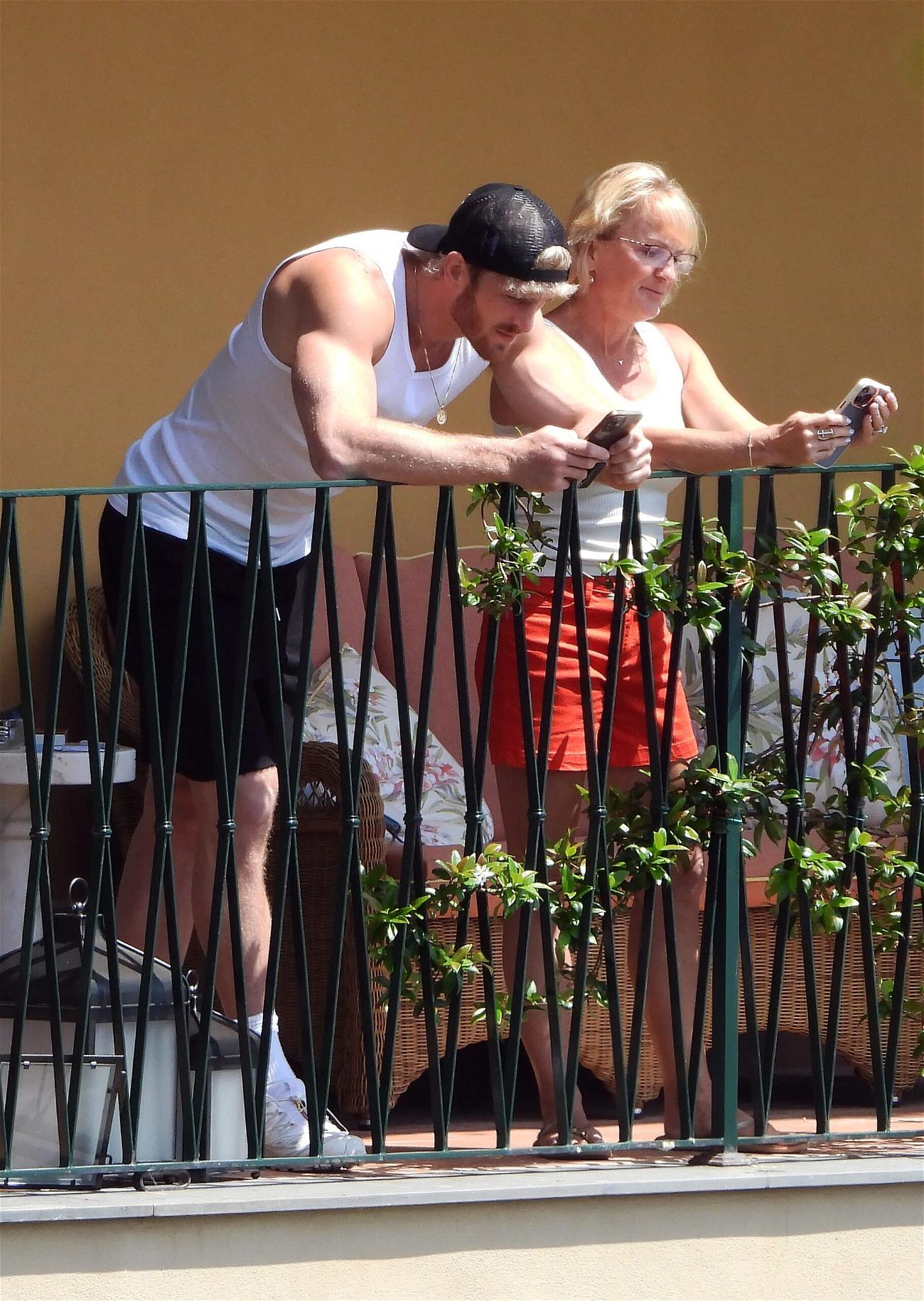 Logan Paul and Nina Agdal seen in Portofino with his mum